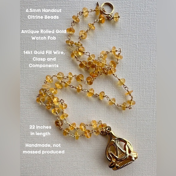 Citrine Rosary Chain Necklace - Picture 6 of 10